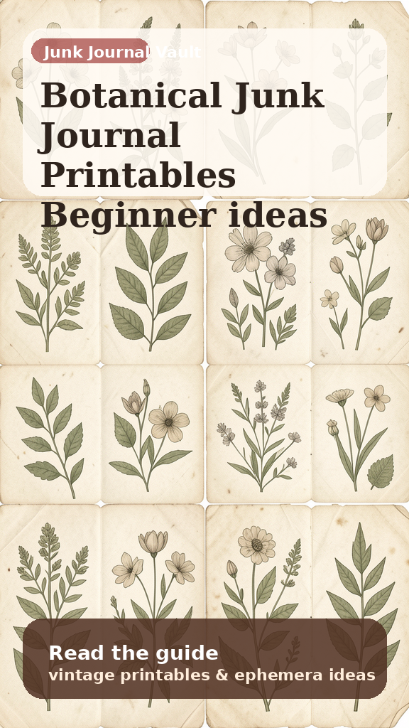 Botanical Junk Journal Printables and Floral Pages pin 1