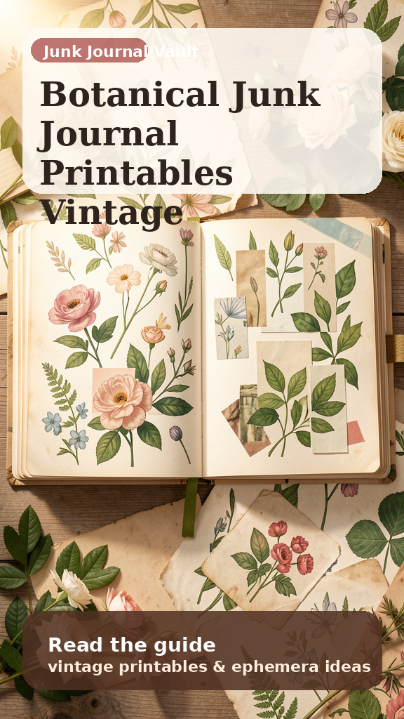 Botanical Junk Journal Printables and Floral Pages pin 3