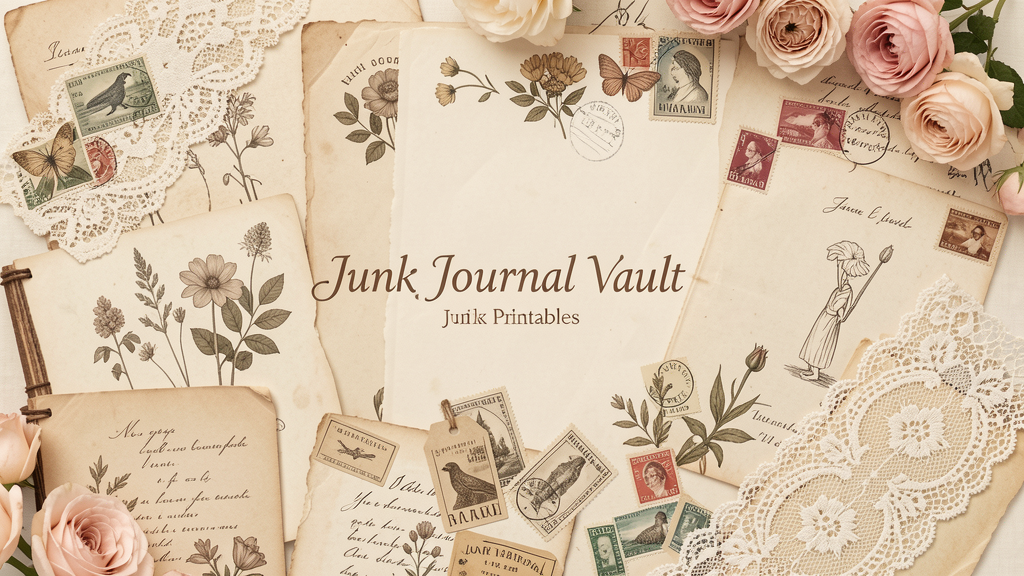 Vintage junk journal printable collage cover